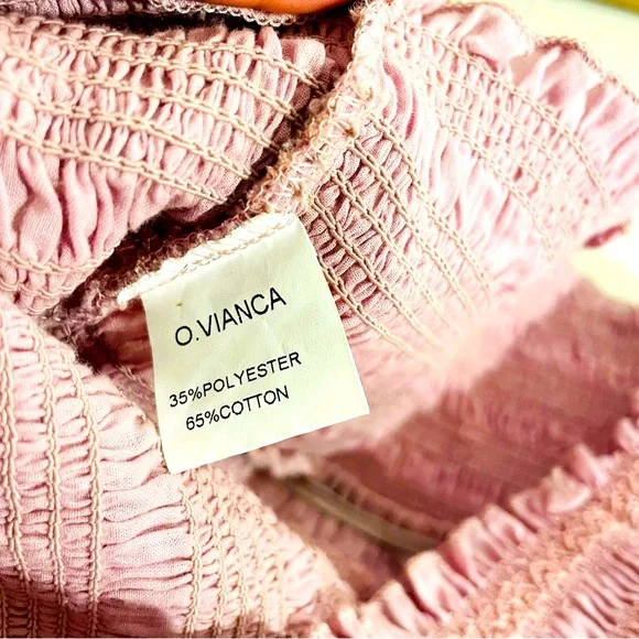 Soft Girl Pastel Pink Eyelet Puff Sleeve Crop Top - Picture 6 of 11